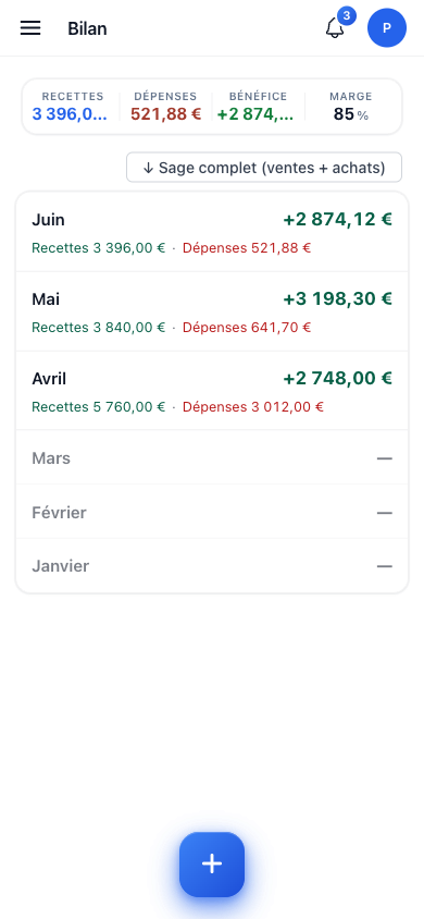 Bilan mensuel sur mobile